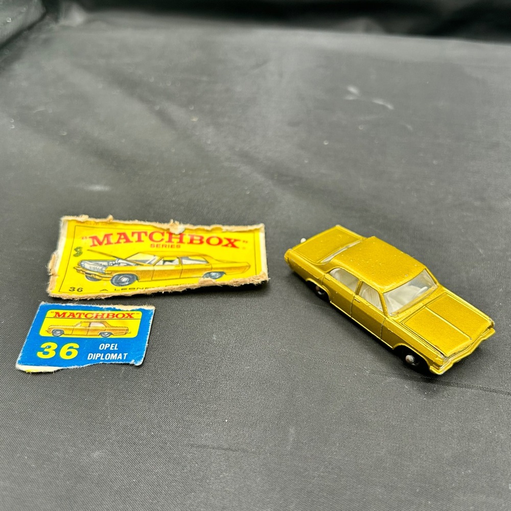 Matchbox Series No 36 Opel Diplomat Gold Lesney Made in England Box Panels VTG